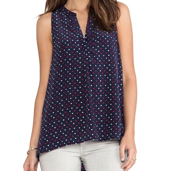 Joie Aruna Playing Cards Navy Silk Printed Tank Blouse ASO Elena Gilbert - Picture 2 of 10